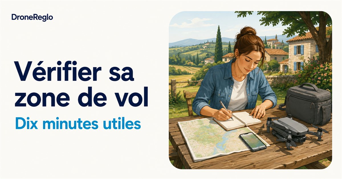 Un télépilote vérifie sa zone de vol avec une carte et une checklist.
