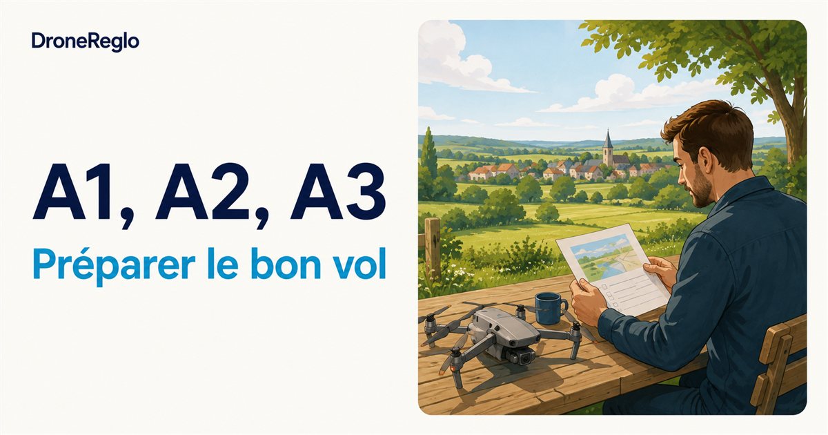 Préparation du vol et choix de la sous-catégorie A1, A2 ou A3.