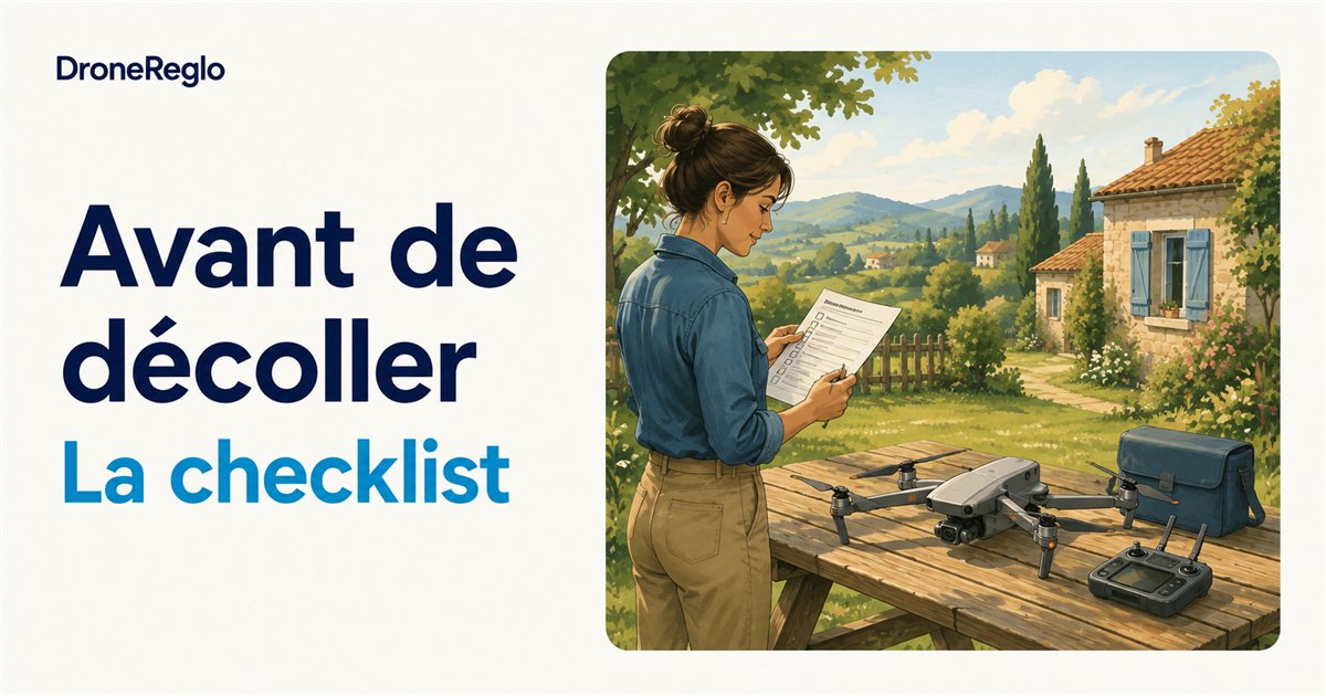 Vérifications du drone et de la checklist avant le décollage.
