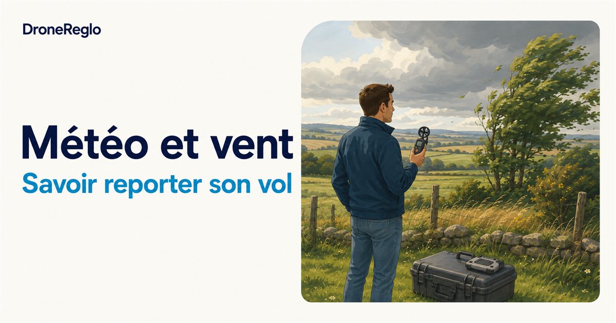 Un télépilote observe le vent, son drone rangé dans une mallette.
