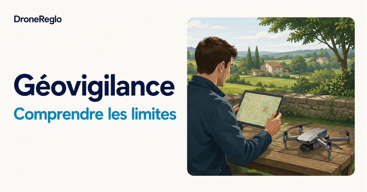 Un télépilote consulte une carte sur tablette avant de décoller.